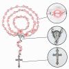 FLAFARY Rosary Set, First Communion for Girls and Boys, Rosary Beads Catholic for Men, Women and Kids Packed in Transparent Plastic Bag, Grandmother, Elders(Pink) view 3