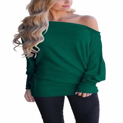 Lacozy Off The Shoulder Sweater Sweatshirt for Women Tops Pullover Sweaters Batwing Tunic Shirt Blackish Green L