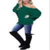 Lacozy Off The Shoulder Sweater Sweatshirt for Women Tops Pullover Sweaters Batwing Tunic Shirt Blackish Green L view 3