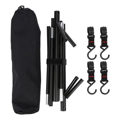 30.5x25.5x16.7in Outdoor Camping Cookware Hanging Rack Portable Foldable Triangular Storage Rack 8kg Bearing Weight with 4 Hooks for Hanging Kettles, Camping Pots, Bowls, Clothes Socks