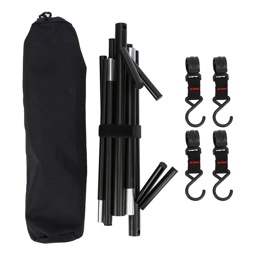 30.5x25.5x16.7in Outdoor Camping Cookware Hanging Rack Portable Foldable Triangular Storage Rack 8kg Bearing Weight with 4 Hooks for Hanging Kettles, Camping Pots, Bowls, Clothes Socks