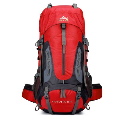 70L Large Camping Hiking Backpack , Lightweight Nylon Trekking Rucksack,For Men Women Outdoor Large Capacity Sports Mountaineering Backpack Climbing Travel Waterproof Daypack, Red