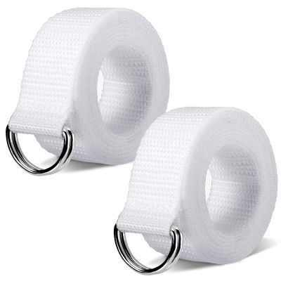 Seematn Web Football Belt 52 Inches Football Pants Belt D Ring Belts for Men Women Youth Boys Kids Girls(White,2 Pcs)