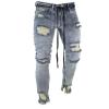 Maiyifu-GJ Mens Ripped Slim Tapered Leg Jeans Knee Holes Hip Hop Denim Pencil Pant Skinny Distressed Destroyed Stretch Jean (Light Blue 1,Small) view 2