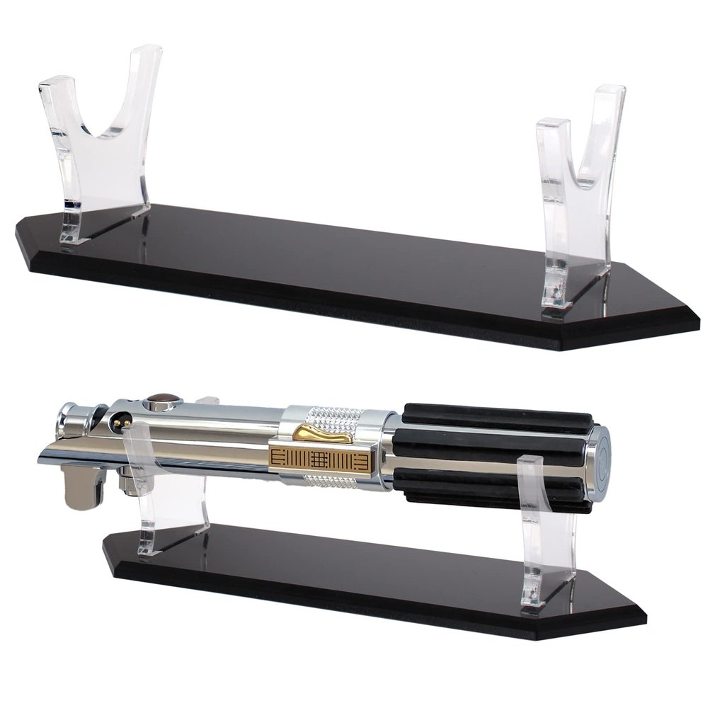 WANLIAN Lightsaber Display Stand Acrylic Desktop Lightsaber Display Case Lightsaber Hilt Holder for Display Decorative Lightsaber (Black bottom)