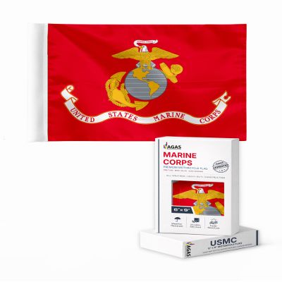 AGAS 6x9 Inch Marine Corps Military Motorcyle Flag- Double Sided printed on durable Wrap Knitted Polyester - Double Stitched Edges- Interlocked Stitching on corners- U.S. Military Bike Flag Only, No Pole (US Marine Corps)