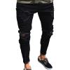 Maiyifu-GJ Mens Ripped Slim Tapered Leg Jeans Knee Holes Hip Hop Denim Pencil Pant Skinny Distressed Destroyed Stretch Jean (Black,Large) view 1