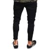 Maiyifu-GJ Mens Ripped Slim Tapered Leg Jeans Knee Holes Hip Hop Denim Pencil Pant Skinny Distressed Destroyed Stretch Jean (Black,Large) view 2