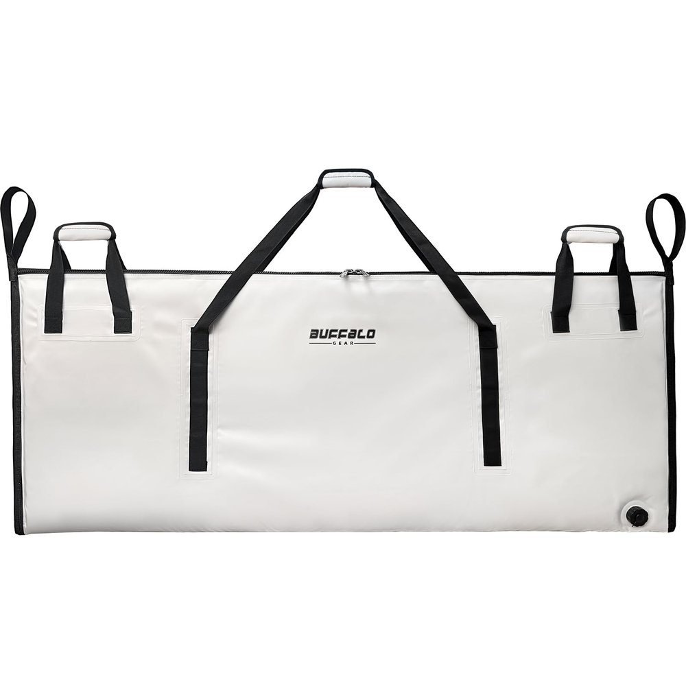 Buffalo Gear Fish Cooler Bag 60x24in with YKK Zipper, Insulated Fish Kill Bag,Large Portable Waterproof Fish Bag Keep Ice Cold More Than 24 Hours