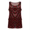 ACSUSS Men's Silk Satin Pajamas Set Sleeveless Racerback Tank Top Sleepwear with Boxer Shorts Black Red Heart Medium view 1