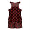 ACSUSS Men's Silk Satin Pajamas Set Sleeveless Racerback Tank Top Sleepwear with Boxer Shorts Black Red Heart Medium view 2