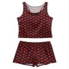 ACSUSS Men's Silk Satin Pajamas Set Sleeveless Racerback Tank Top Sleepwear with Boxer Shorts Black Red Heart Medium view 3