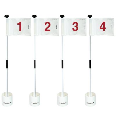XCELLENT Mini Golf Putting Green Flag and Hole Cup for Yard Practice Set, Golf Pin Flag Hole Cup Set, Portable 2-Section Fiberglass Golf Flag Sticks, Gifts Idea,4 Pack (4Pack White #1,2,3,4)