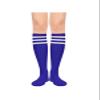 Blue Knee High Socks - Long Thin Athletic Socks for Women with Three White Stripes view 2