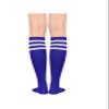 Blue Knee High Socks - Long Thin Athletic Socks for Women with Three White Stripes view 3