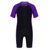 vastwit One Piece Swimsuit for Kids Boys Girls UV Protection Surfing Suit Beach Swimwear Rash Guard Purple&Black 8 Years view 1