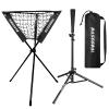 BaseGoal Baseball Caddy,Ball Caddy,Baseball Basket with Batting Tee and Topper Replacement for Baseball Softball Batting Pitching Practice Training,Portable and Foldable (Black) view 1
