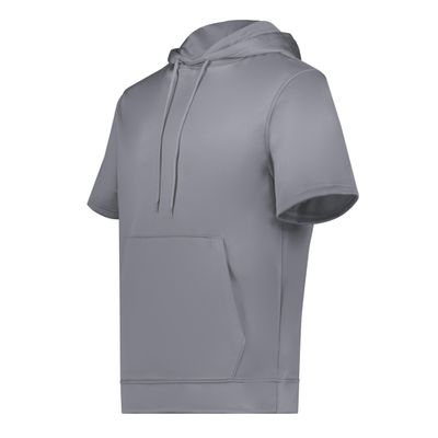 Augusta Sportswear Mens Wicking Fleece Short Sleeve Hoodie  Lightweight Athletic Hoodie With Pouch Pocket WS Graphite