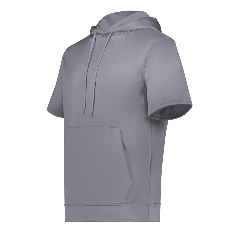 Augusta Sportswear Mens Wicking Fleece Short Sleeve Hoodie  Lightweight Athletic Hoodie With Pouch Pocket WS Graphite