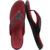 KuaiLu Mens Leather Sport Flip Flops Comfort Orthotic Thong Sandals with Plantar Fasciitis Arch Support for Outdoor Summer view 3
