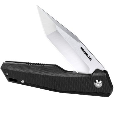 MEIBAIJIA Pocket Knife D2 Blade Folding Knife with G10 Handle, Liner Lock, Pocket Clip, Smooth Flipping Action EDC Knife with Ball Bearing for Hiking Camping Outdoor