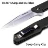 MEIBAIJIA Pocket Knife D2 Blade Folding Knife with G10 Handle, Liner Lock, Pocket Clip, Smooth Flipping Action EDC Knife with Ball Bearing for Hiking Camping Outdoor view 2