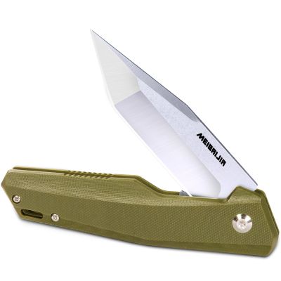 MEIBAIJIA Pocket Knife D2 Blade Folding Knife with G10 Handle, Smooth Flipping Action EDC Knife with Ball Bearing for Hiking Camping Outdoor, Gifts for Men