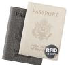 2 Pack Unisex Adult Faux Leather Passport Holder,Honeymoon Gifts,Travel Essentials-Rfid Blocking,White&Gray view 1