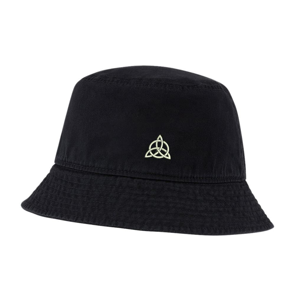 LexiuYibai Bucket Hat for Men Women Holy Trinity Celtic Knot Embroidered Washed Cotton Unisex Bucket Hats (Black,7 1/2)