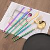 Travel Utensils Set, Uniturcky 7PCS Portable Silverware Set Including Knife Fork Spoon Chopsticks Cleaning Brush Straws Portable Bag, 18/10 Stainless Steel Gold Flatware Set with Rainbow Handle view 2
