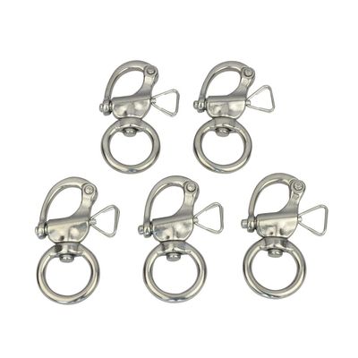 YWZHENYU 316 Stainless Steel Swivel Snap Shackles Marine Bail Shackles with Quick Release Pin for Boat, Dogleash, Bracelet, Camera of 5 Pcs (2.5 inch)