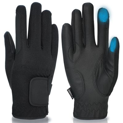ONNAS Horse Riding Gloves Womens, Touch Screen Equestrian Gloves, Equestrian Riding Gloves Gift for Youth Ladies, Lightweight Windproof Comfortable Cycling Running Climbing, Black