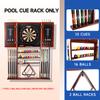 GSE Games & Sports Expert 10 Billiard Pool Cue Rack & Dart Board Cabinet Combination, Wall Mounted Billiard Pool Cue Rack Only, Dartboard Cabinet Only with Dart Scoreboard (Mahogany) view 4