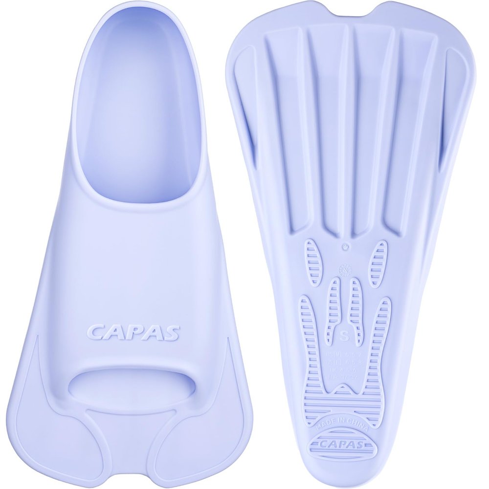 CAPAS Swim Training Fins Comfortable Silicone Lap Swimming Short Blade Floating Flippers with Mesh Bag for Adult Men Women Build Leg Strength