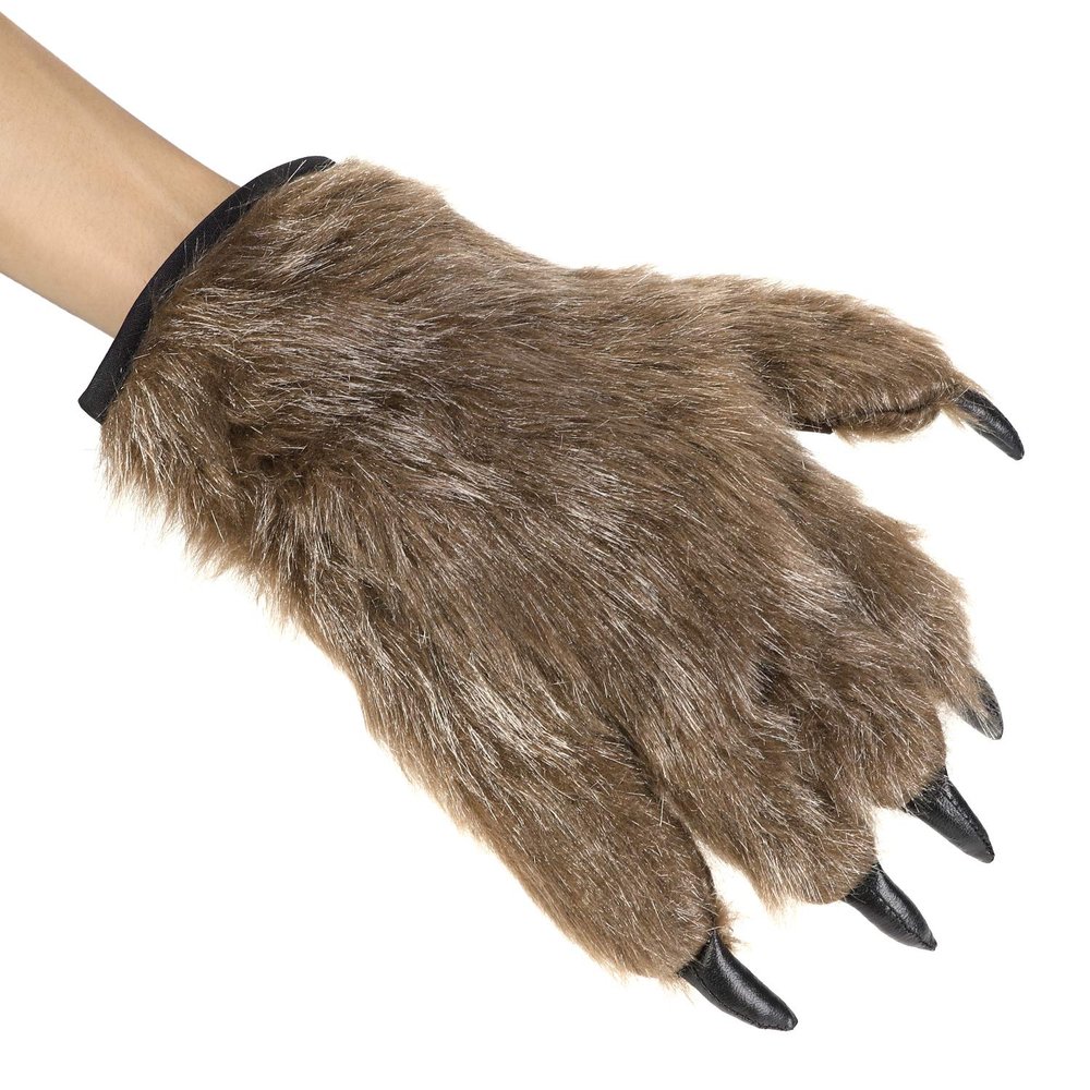 HKSICHENGKEJI Hairy Wolf Bear Gloves Furry Animal Werewolf Gorilla Paw Claws Gloves Scary Hands Mittens Cosplay Props for Adults Halloween Devil Vampire Costume Accessories Themed Party Carnival