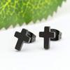 Cross Stud Earrings Black Silver Gold Stainless Steel Tiny Cross Earrings Set for Women and Men-3Pairs Stud view 2