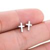 Cross Stud Earrings Black Silver Gold Stainless Steel Tiny Cross Earrings Set for Women and Men-3Pairs Stud view 4