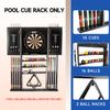 GSE Games & Sports Expert 10 Billiard Pool Cue Rack & Dart Board Cabinet Combination, Wall Mounted Billiard Pool Cue Rack Only, Dartboard Cabinet Only with Dart Scoreboard (Black) view 4
