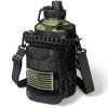 DEFUNX 64 Oz Water Bottle with Sleeve - Military Green Half Gallon Insulated Water Jug with Handle - Stainless Steel Sports Bottle for Gym Workout Hiking Camo Black Pouch view 1