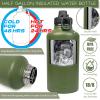 DEFUNX 64 Oz Water Bottle with Sleeve - Military Green Half Gallon Insulated Water Jug with Handle - Stainless Steel Sports Bottle for Gym Workout Hiking Camo Black Pouch view 3