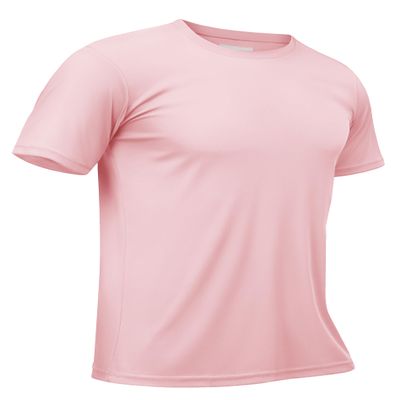 TACVASEN Men's Athletic Shirts Swim Short Sleeve Mens Workout Shirts Quick Dry Fit Running Performance Sun Protection UPF 50+ T-Shirt Light Pink XL