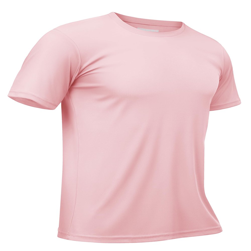 TACVASEN Men's Athletic Shirts Swim Short Sleeve Mens Workout Shirts Quick Dry Fit Running Performance Sun Protection UPF 50+ T-Shirt Light Pink XL