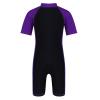 Alvivi Kids Baby Boy Girls Short Sleeve Shorty Swimming Suit UV Sun Protective Zipper One Piece Swimsuit Purple&Black 8 Years view 2