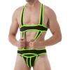 YiZYiF Men's Elastic Body Chest Harness Bandage Lingerie Jock Straps Bodysuits Clubwear Costume Green X-Large view 1