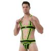 YiZYiF Men's Elastic Body Chest Harness Bandage Lingerie Jock Straps Bodysuits Clubwear Costume Green X-Large view 2