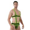 YiZYiF Men's Elastic Body Chest Harness Bandage Lingerie Jock Straps Bodysuits Clubwear Costume Green X-Large view 3