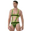 YiZYiF Men's Elastic Body Chest Harness Bandage Lingerie Jock Straps Bodysuits Clubwear Costume Green X-Large view 4