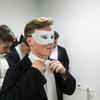 Liatunou Men's Masquerade Mask Half Face Mask for Ball Proms and Halloween (White) view 3