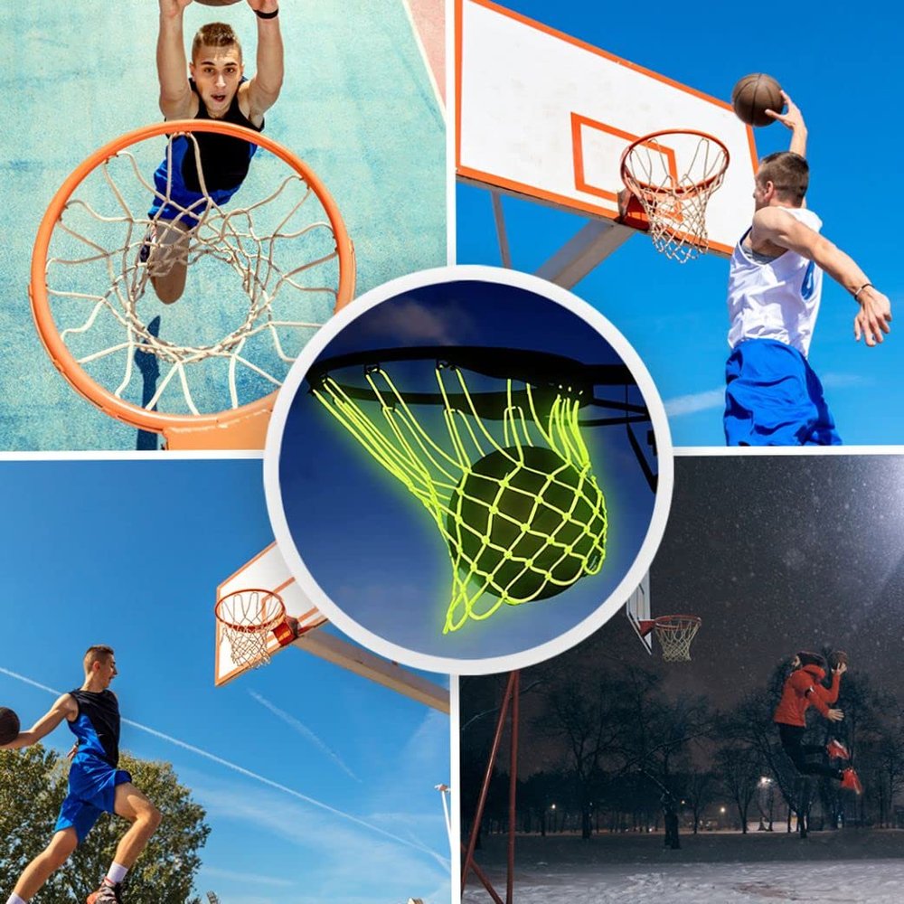 Basketball Net, Basketball Net Replacement, Glow Basketball Net Heavy Duty Basketball Net, Luminous Nylon Basketball Hoop Net, Portable Basketball Nylon Net for Outdoor Indoor, 50cm