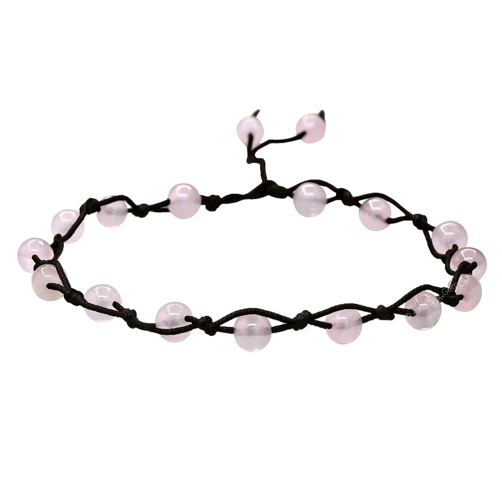 Amazing Gemstone Rose Quartz Anklet Ankle Bracelets for Women - Waterproof Beaded Healing Crystal Anklets, Plus Size Chakra Gemstone Bead Anklet (Stretchy Adjustable - Hand Knotted)